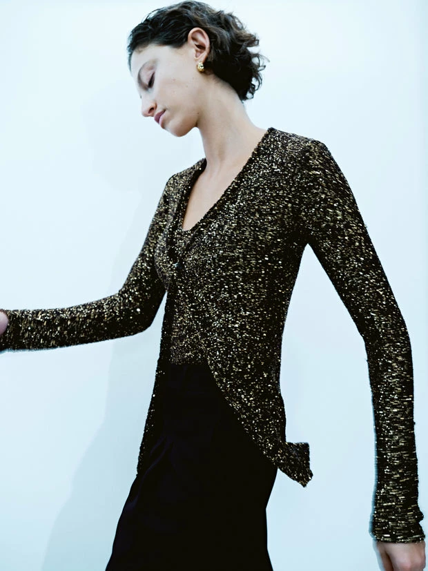 Sequin Knit Vest | Brown 2 Sequin Knit Vest | Brown - Image 2