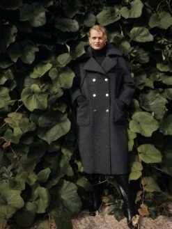 Italian Wool Raw Edge Coat | Charcoal