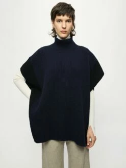 Merino Rib Tabard | Dark Navy -Jigsaw Shop J42644 BL030 3