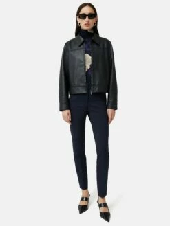 Italian Wool Stretch Paris Slim Fit Trouser | Navy -Jigsaw Shop J42970 BL010 2