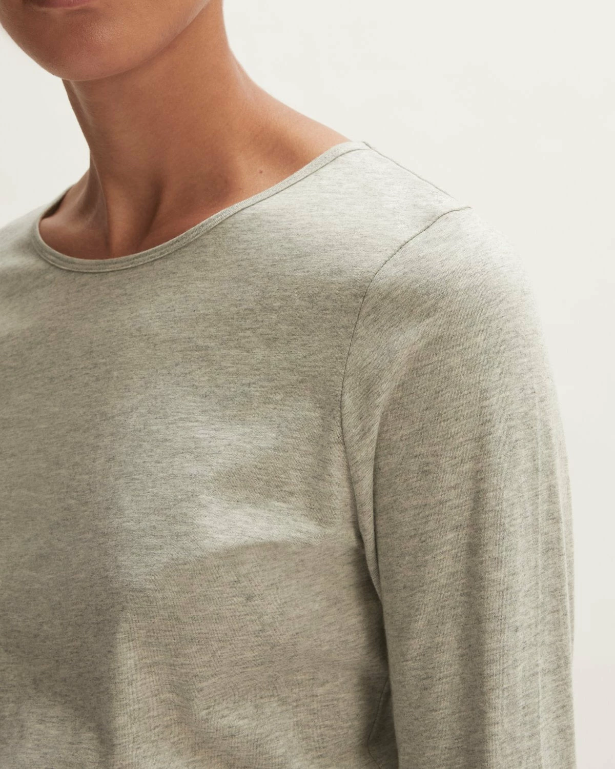 Supima Cotton Long Sleeve Tee | Pale Grey Mel 2 Supima Cotton Long Sleeve Tee | Pale Grey Mel - Image 2
