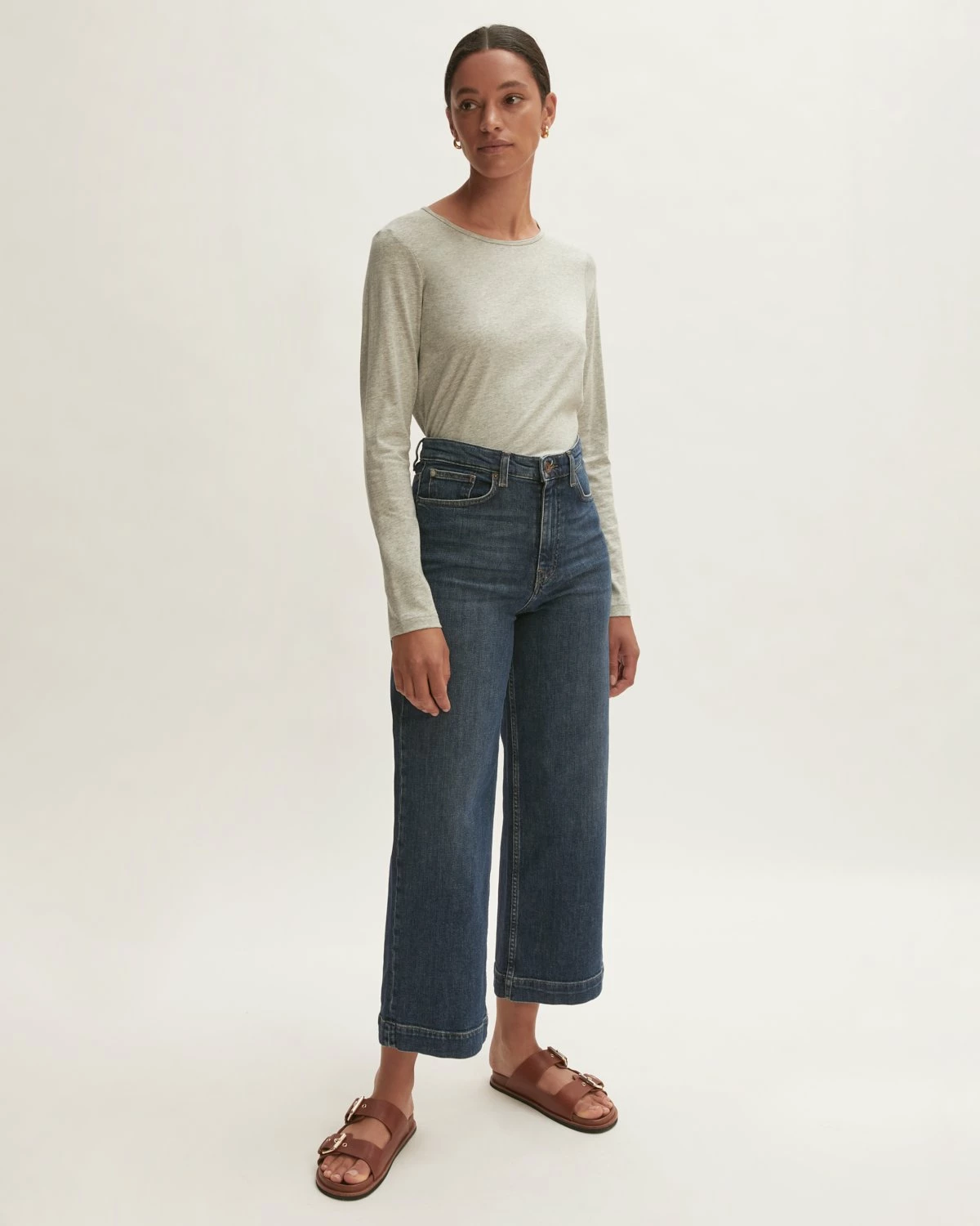 Supima Cotton Long Sleeve Tee | Pale Grey Mel 3 Supima Cotton Long Sleeve Tee | Pale Grey Mel - Image 3