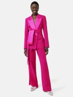 Wide Leg Tuxedo Trouser | Pink -Jigsaw Shop J44522 PI000 4