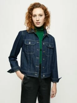 Denim Trucker Jacket | Indigo -Jigsaw Shop J44790 BL012 4