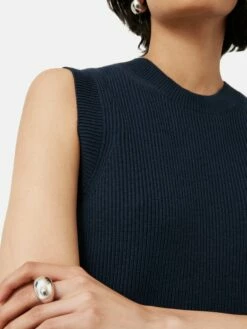 Cotton Blend Crew Tank | Navy -Jigsaw Shop J44822 BL010 7