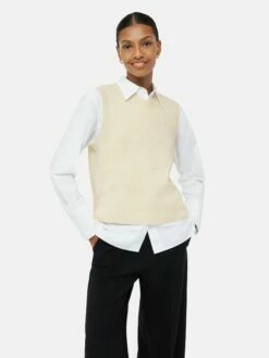 Cotton Blend Crew Tank | Ivory