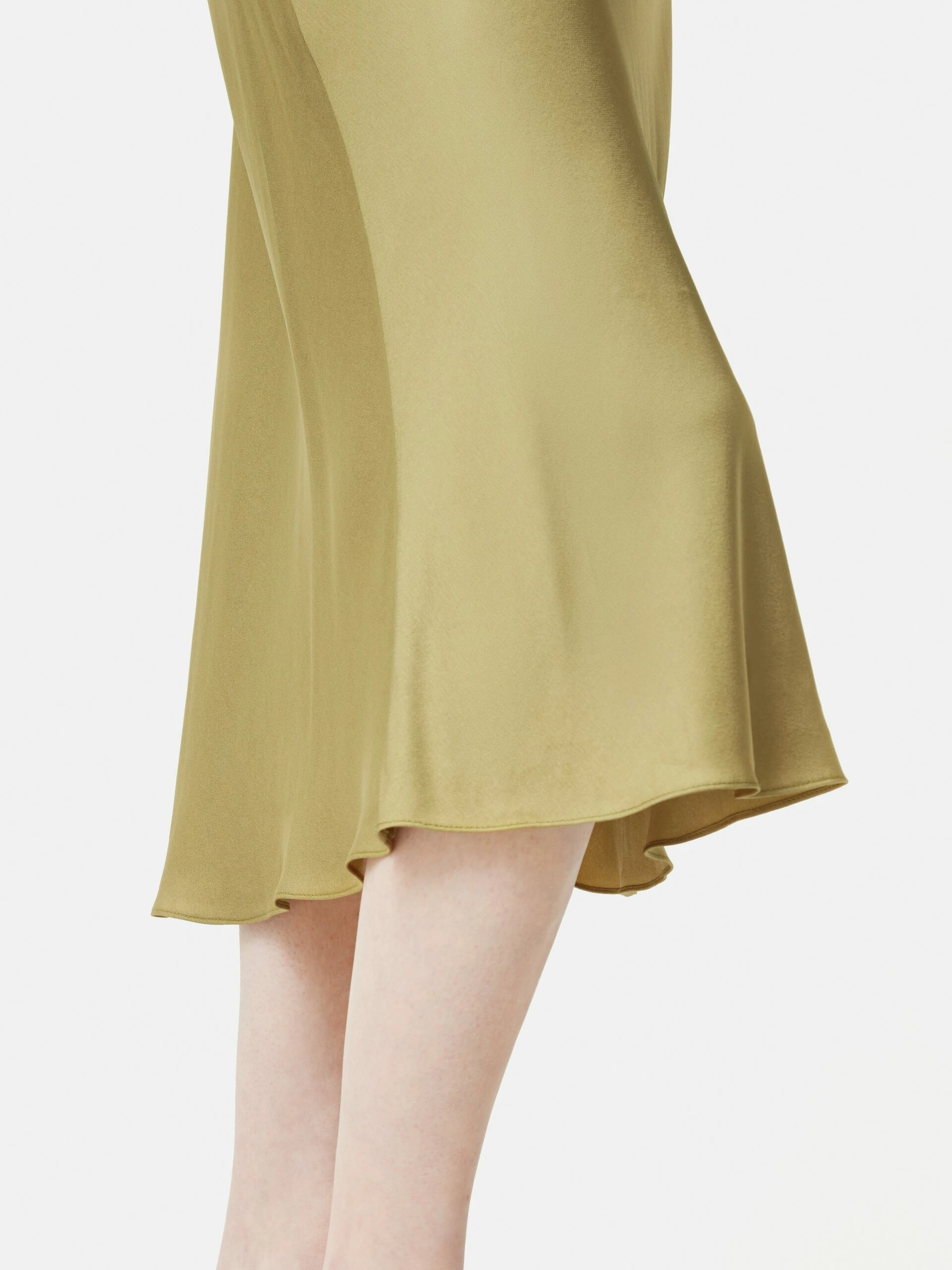 Satin Bias Midi Slip Skirt | Khaki 2 Satin Bias Midi Slip Skirt | Khaki - Image 2