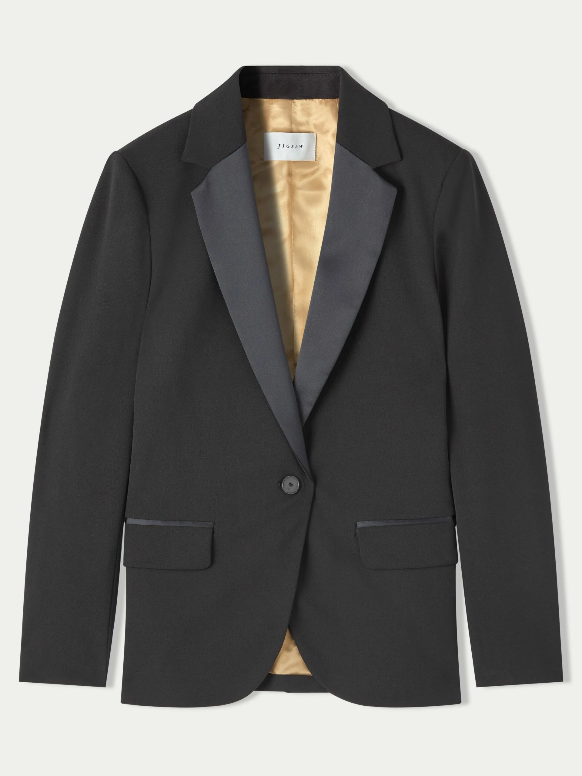 Paris Brook Satin Lapel Shortline Blazer | Black 3 Paris Brook Satin Lapel Shortline Blazer | Black - Image 3