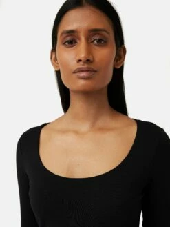 Double Front Ballet Neck Top | Black 8 Double Front Ballet Neck Top | Black -Jigsaw Shop J45266 BK000 1