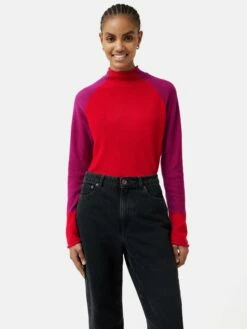 Merino Cashmere Raglan Jumper | Red