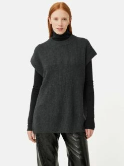 Merino Cashmere Longline Tunic | Charcoal