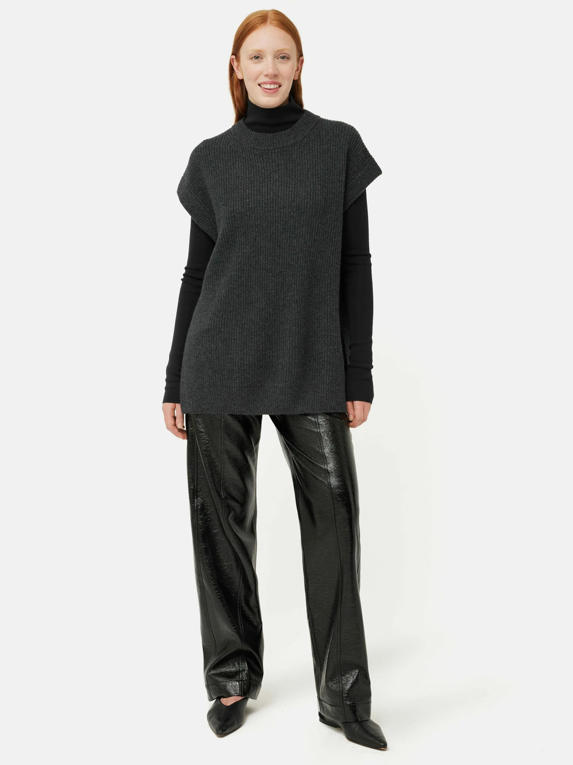 Merino Cashmere Longline Tunic | Charcoal 3 Merino Cashmere Longline Tunic | Charcoal - Image 3