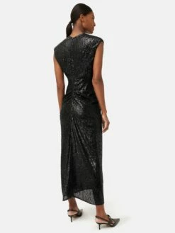 Sequin Ruched Midi Dress | Black -Jigsaw Shop J45471 BK000 5