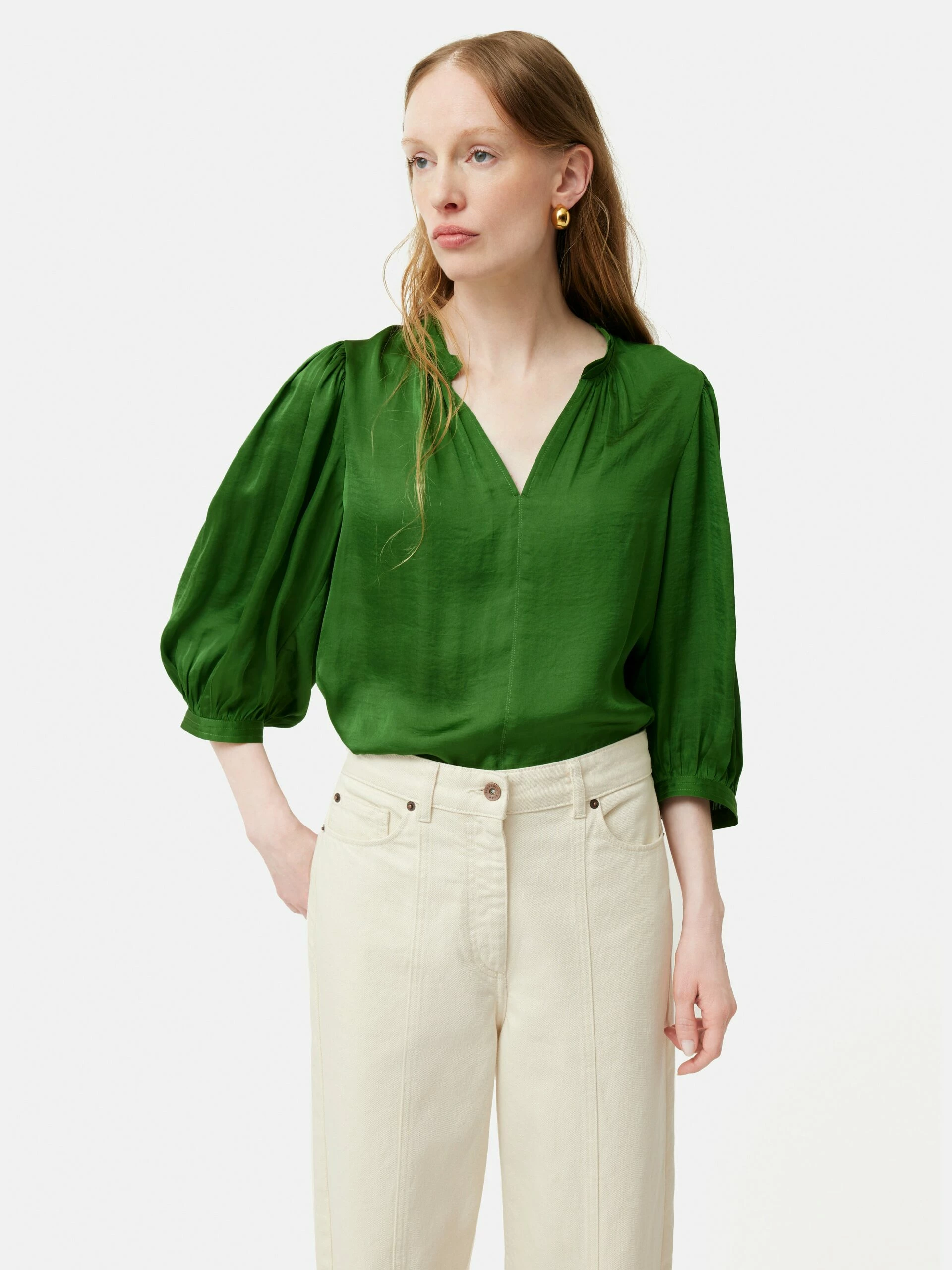 Cecily Satin Drape Top | Green 1 Cecily Satin Drape Top | Green