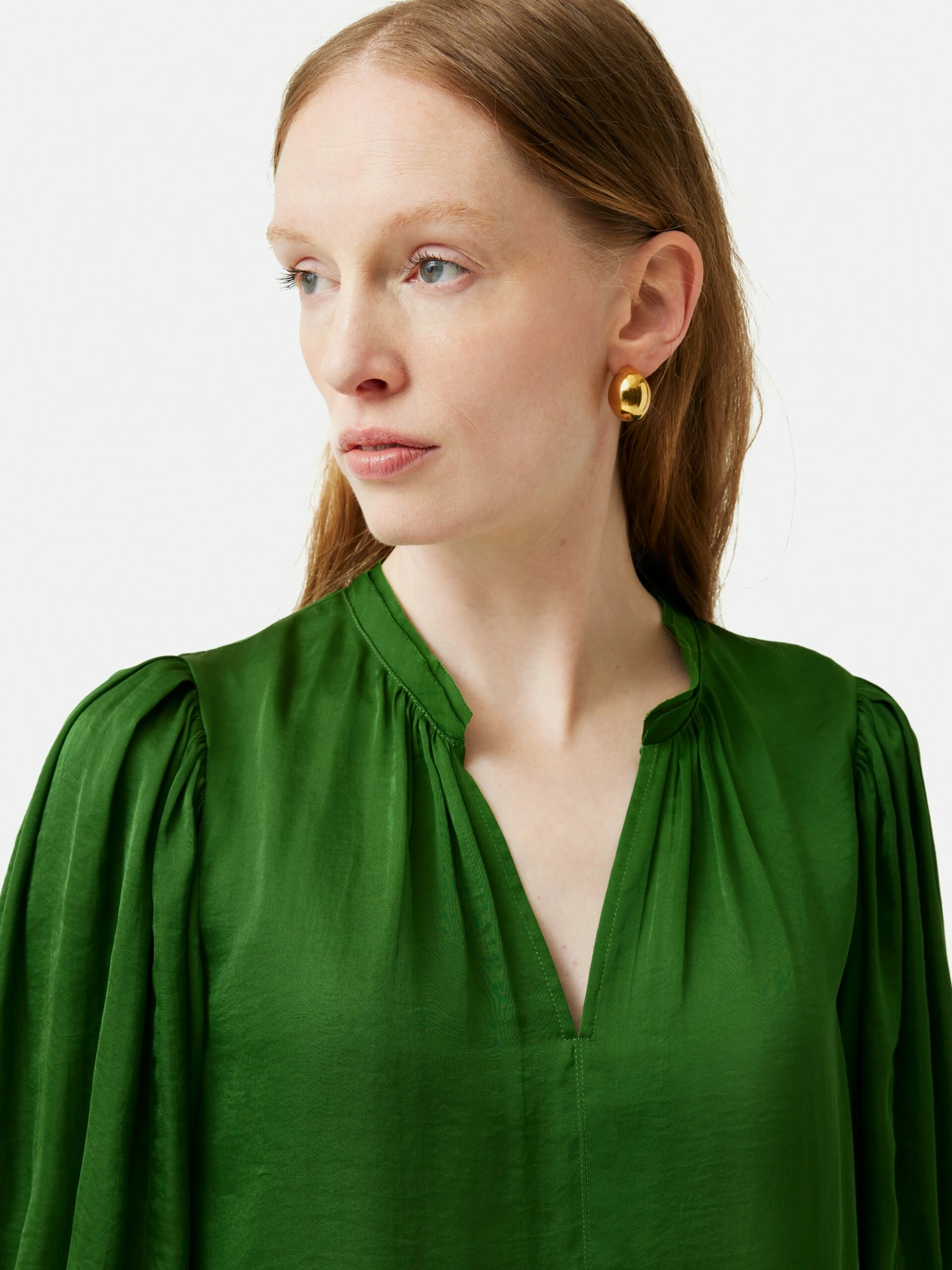 Cecily Satin Drape Top | Green 3 Cecily Satin Drape Top | Green - Image 3