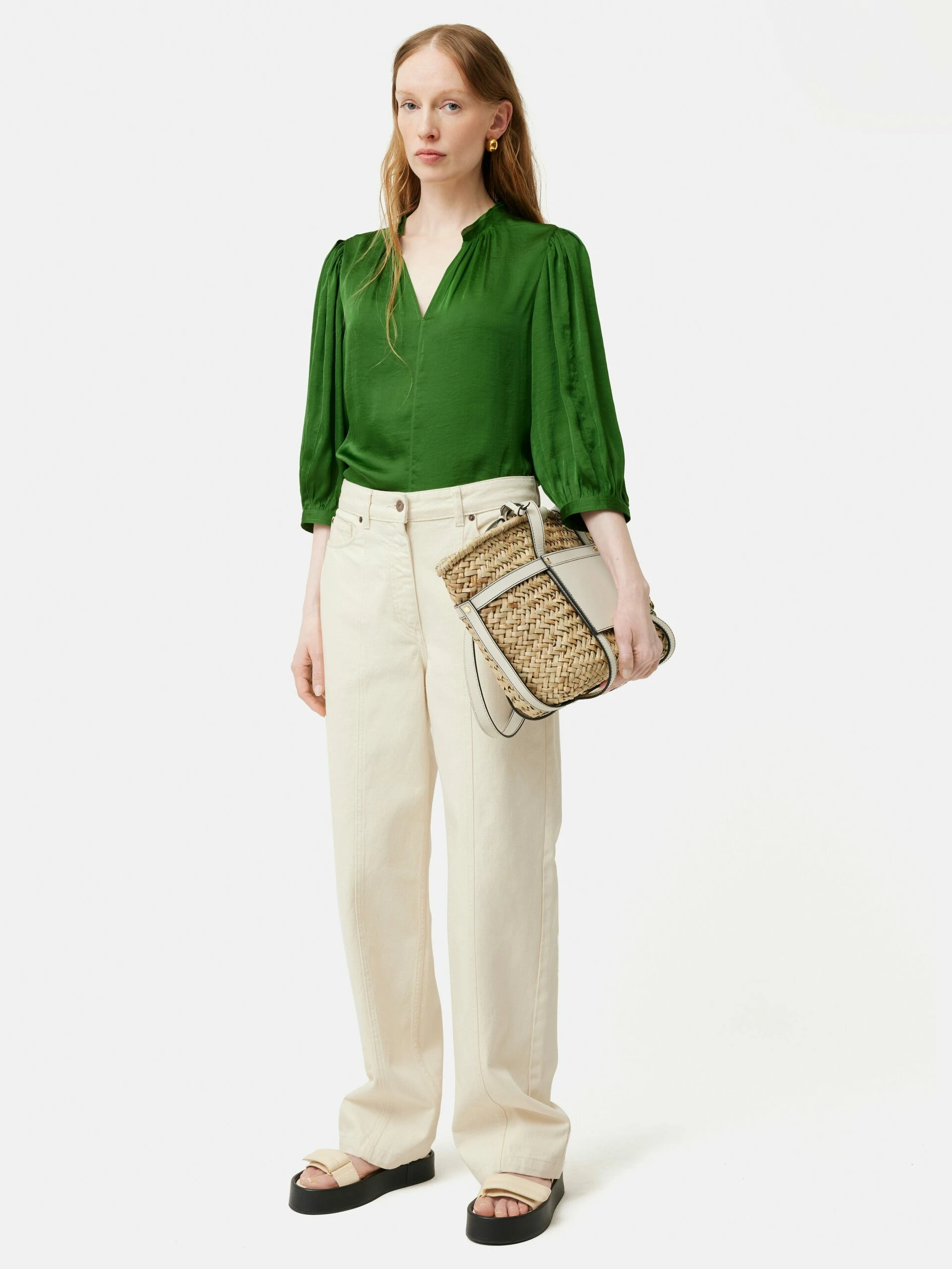 Cecily Satin Drape Top | Green 2 Cecily Satin Drape Top | Green - Image 2