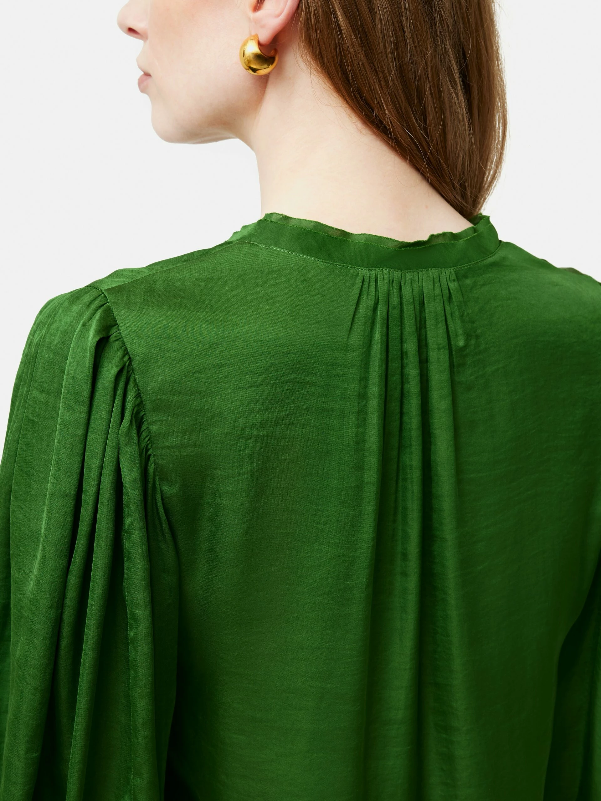 Cecily Satin Drape Top | Green 4 Cecily Satin Drape Top | Green - Image 4