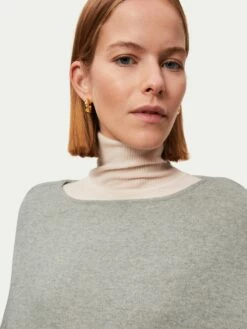 Reversible Cotton Blend Poncho | Grey -Jigsaw Shop J45761 GY000 2