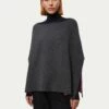 Reversible Cotton Blend Poncho | Dark Grey