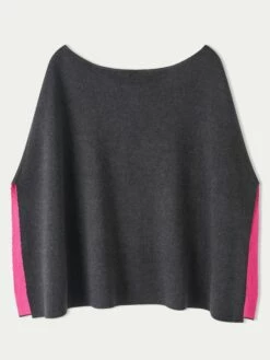 Reversible Cotton Blend Poncho | Dark Grey -Jigsaw Shop J45761 GY002 STILL