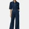 Denim Zip Front Jumpsuit | Indigo