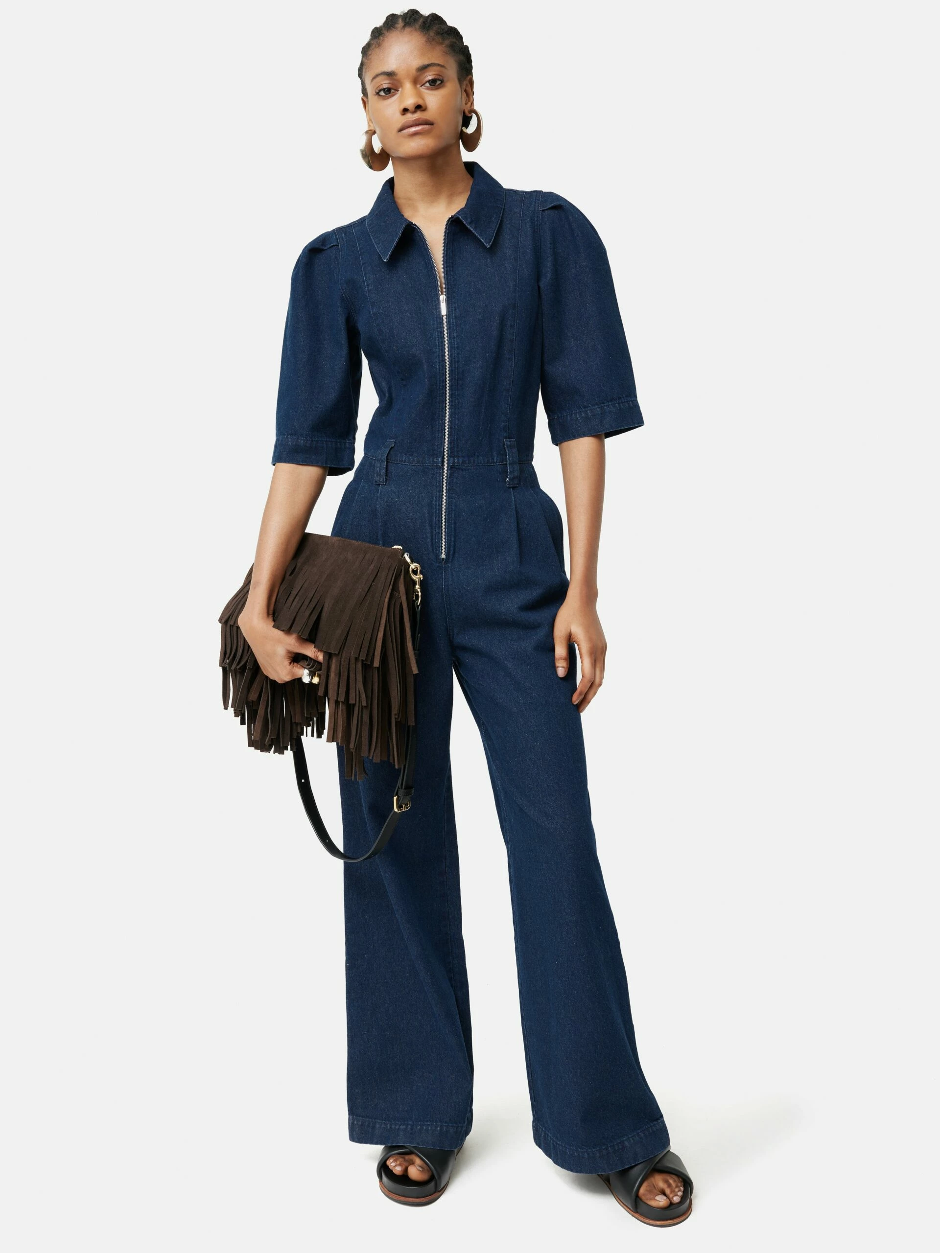 Denim Zip Front Jumpsuit | Indigo 2 Denim Zip Front Jumpsuit | Indigo - Image 2