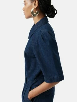 Denim Zip Front Jumpsuit | Indigo 12 Denim Zip Front Jumpsuit | Indigo -Jigsaw Shop J45930 BL012 7