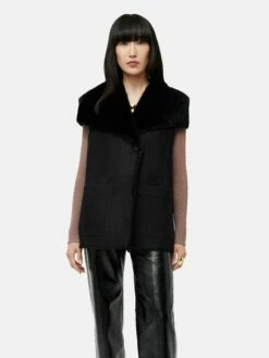 Shearling Gilet | Black 9 Shearling Gilet | Black -Jigsaw Shop J45962 BK000 4