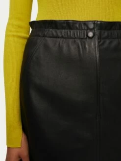 Leather Ruched Waist Mini Skirt | Black -Jigsaw Shop J46046 BK000 2