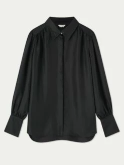 Stitch Detail Silk Shirt | Black 11 Stitch Detail Silk Shirt | Black -Jigsaw Shop J46080 BK000