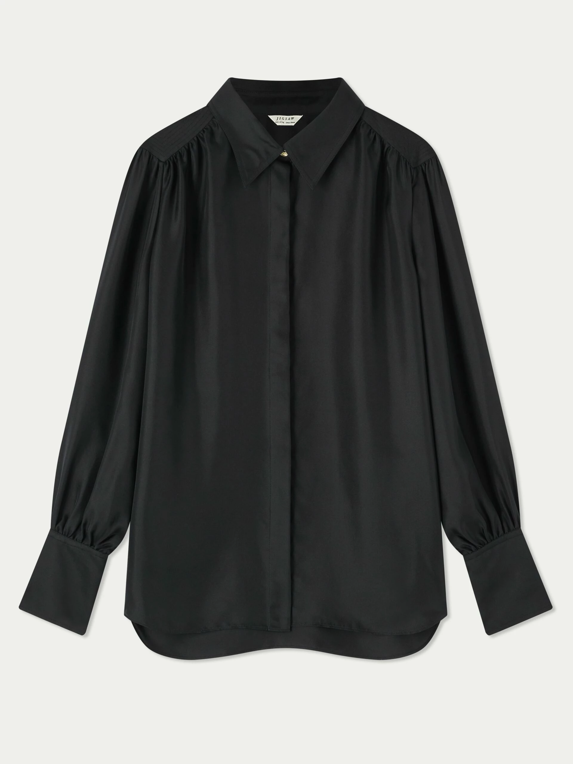 Stitch Detail Silk Shirt | Black 6 Stitch Detail Silk Shirt | Black - Image 6