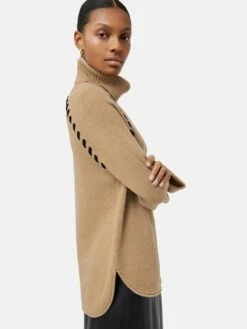 Merino Scoop Hem Jumper | Camel -Jigsaw Shop J46135 CR021 4