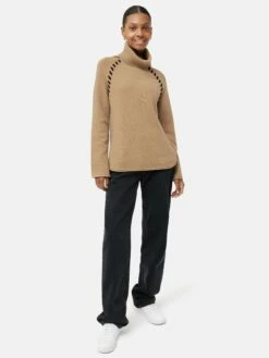 Merino Scoop Hem Jumper | Camel -Jigsaw Shop J46135 CR021 9