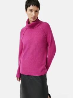 Merino Scoop Hem Jumper | Pink