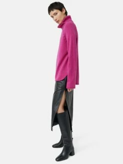 Merino Scoop Hem Jumper | Pink -Jigsaw Shop J46135 PI000 3