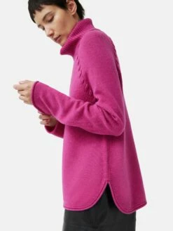 Merino Scoop Hem Jumper | Pink -Jigsaw Shop J46135 PI000 4