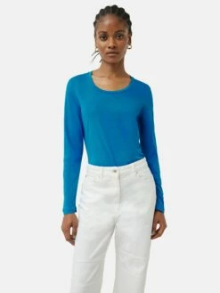 Soft Stretch Scoop Neck Top | Blue