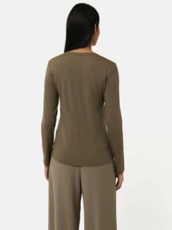 Soft Stretch Scoop Neck Top | Brown -Jigsaw Shop J46143 BR000 5