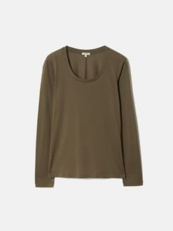 Soft Stretch Scoop Neck Top | Brown -Jigsaw Shop J46143 BR000 STILL 10