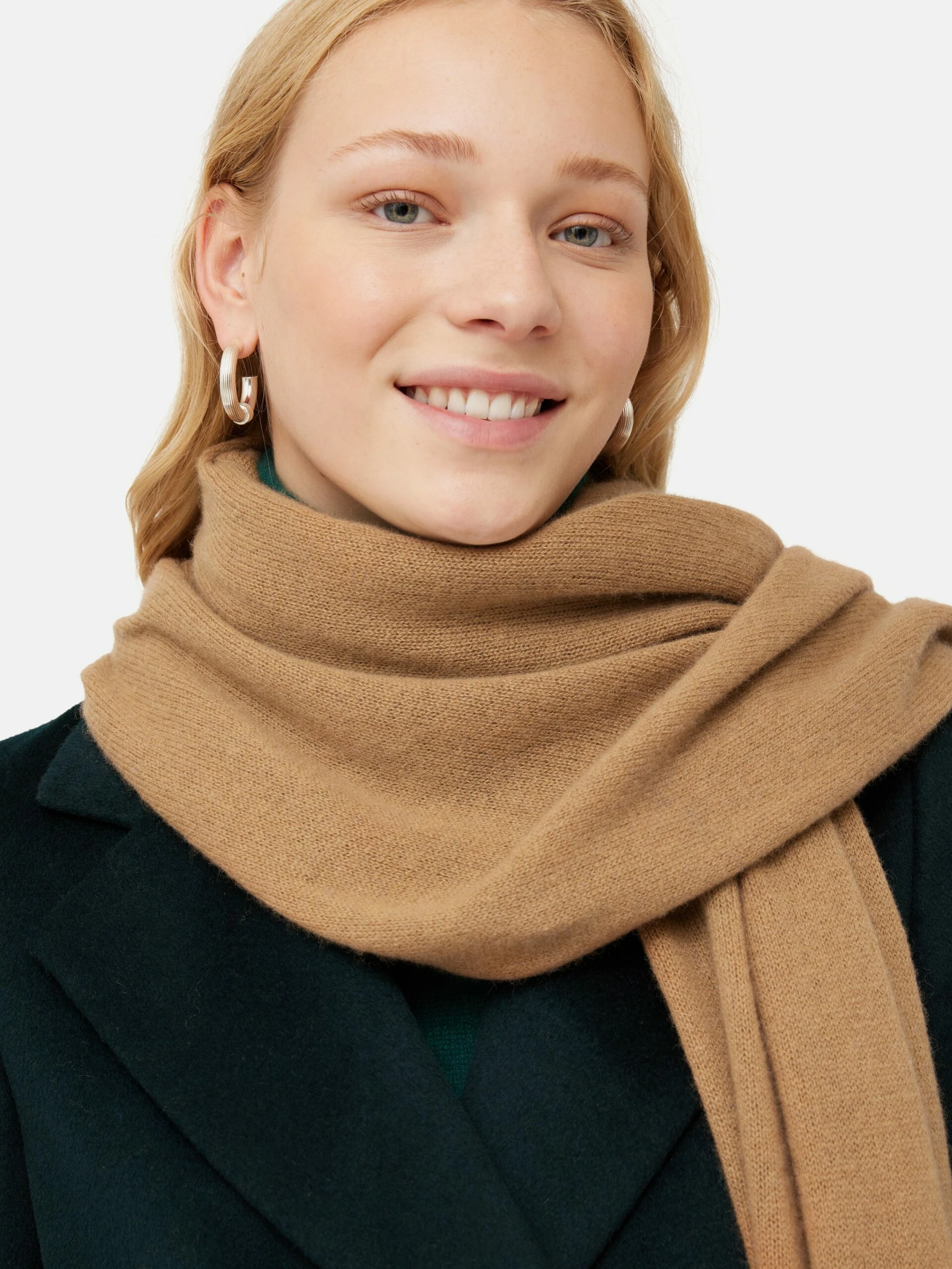 Miller Wool Cashmere Blend Scarf | Camel 4 Miller Wool Cashmere Blend Scarf | Camel - Image 4