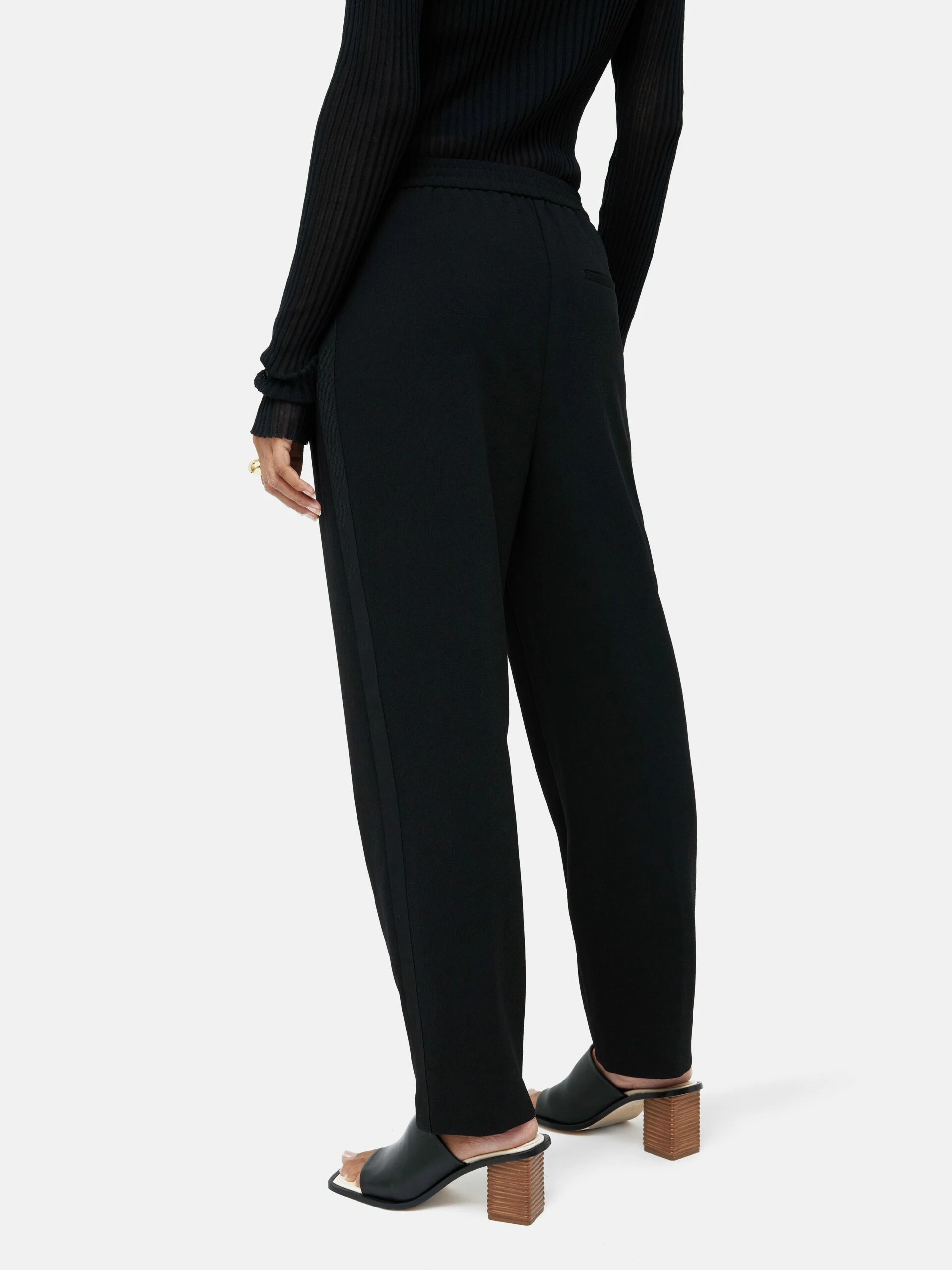 Grosgrain Trim Crepe Jogger | Black 4 Grosgrain Trim Crepe Jogger | Black - Image 4