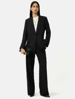 Hopsack Collarless Blazer | Black 9 Hopsack Collarless Blazer | Black -Jigsaw Shop J46323 BK000 2