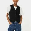 Hopsack Tailored Waistcoat | Black