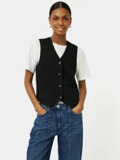 Hopsack Tailored Waistcoat | Black