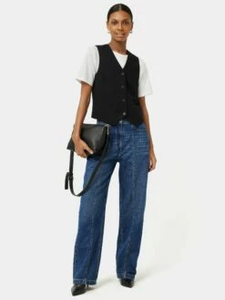 Hopsack Tailored Waistcoat | Black 8 Hopsack Tailored Waistcoat | Black -Jigsaw Shop J46346 BK000 2