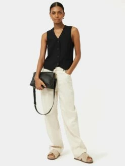 Hopsack Tailored Waistcoat | Black 10 Hopsack Tailored Waistcoat | Black -Jigsaw Shop J46346 BK000 9