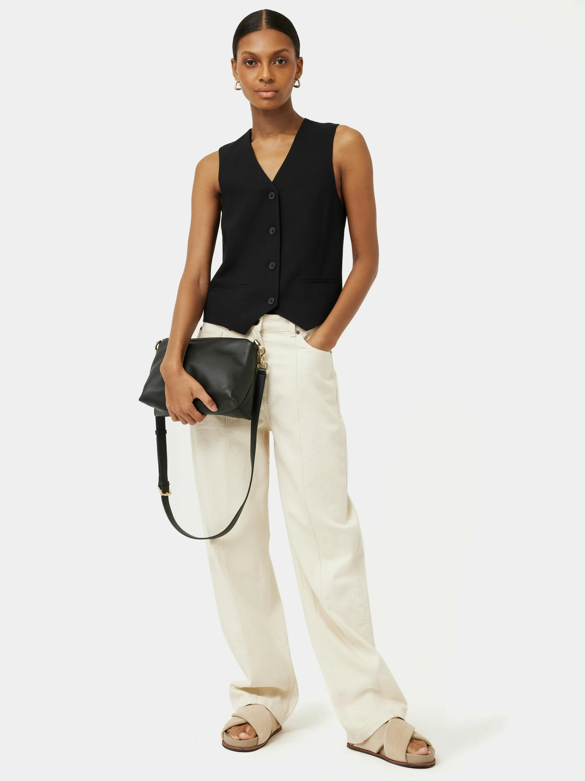 Hopsack Tailored Waistcoat | Black 5 Hopsack Tailored Waistcoat | Black - Image 5