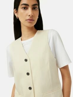 Hopsack Tailored Waistcoat | Cream 9 Hopsack Tailored Waistcoat | Cream -Jigsaw Shop J46346 CR000 1