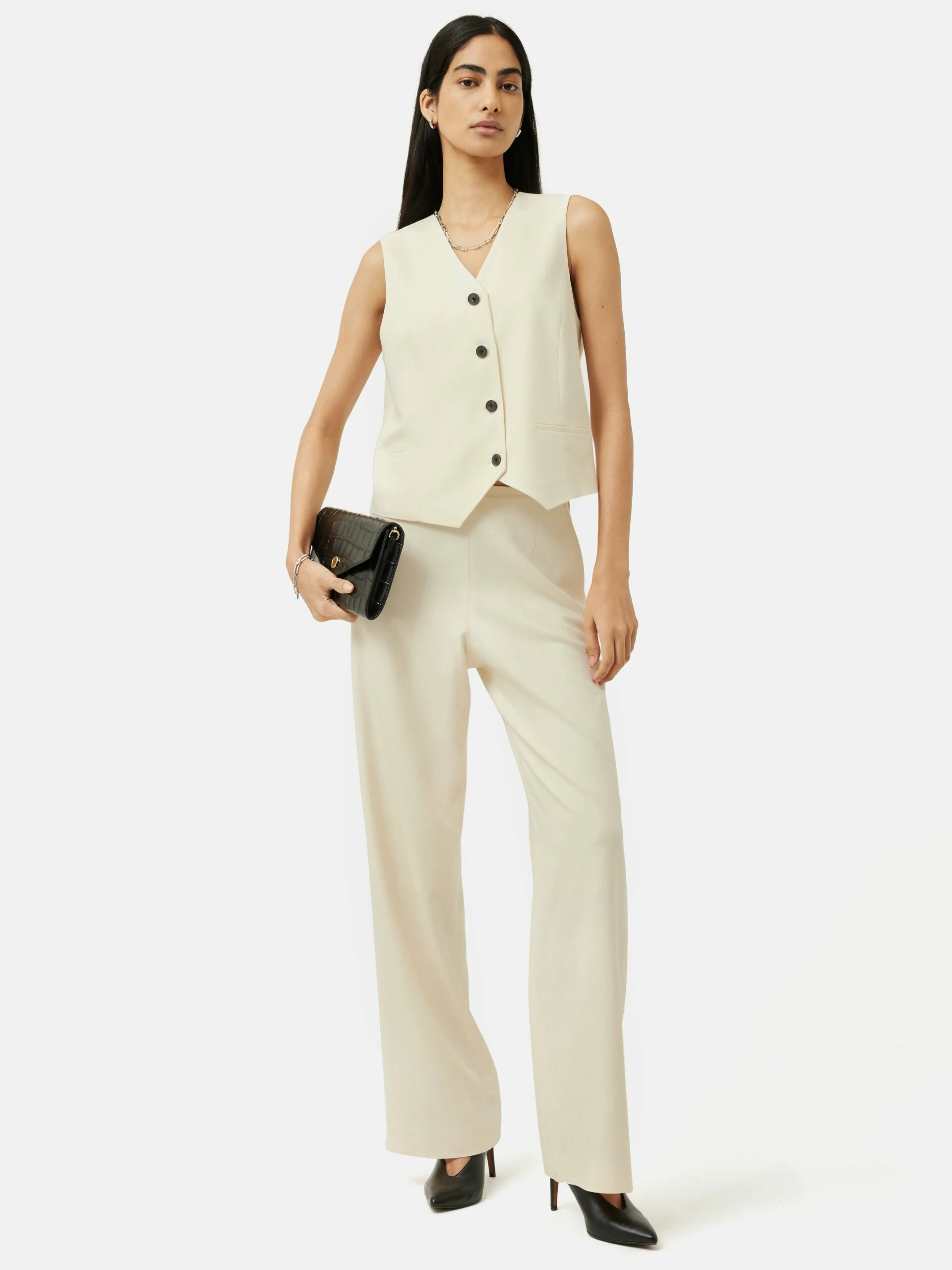 Hopsack Tailored Waistcoat | Cream 2 Hopsack Tailored Waistcoat | Cream - Image 2