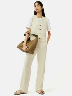 Hopsack Tailored Waistcoat | Cream 11 Hopsack Tailored Waistcoat | Cream -Jigsaw Shop J46346 CR000 9